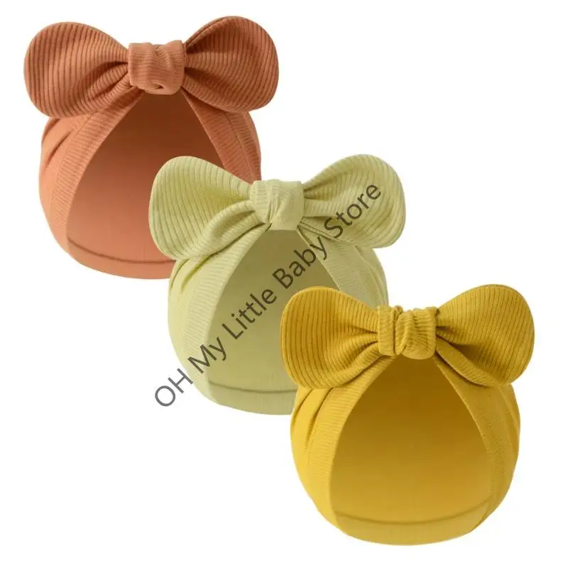 

M76C 2025 Spring Baby Hat for Infants Hospital Caps Newborns Bowknot Hat Unisex Boys Girls Bonnet Fashionable Headgear