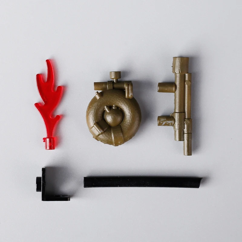 MOC WW2 Military British MK-II Flamethrowers 3D Printing Building Blocks Kit Soldiers Accessories Weapons Helmets Bricks Toys