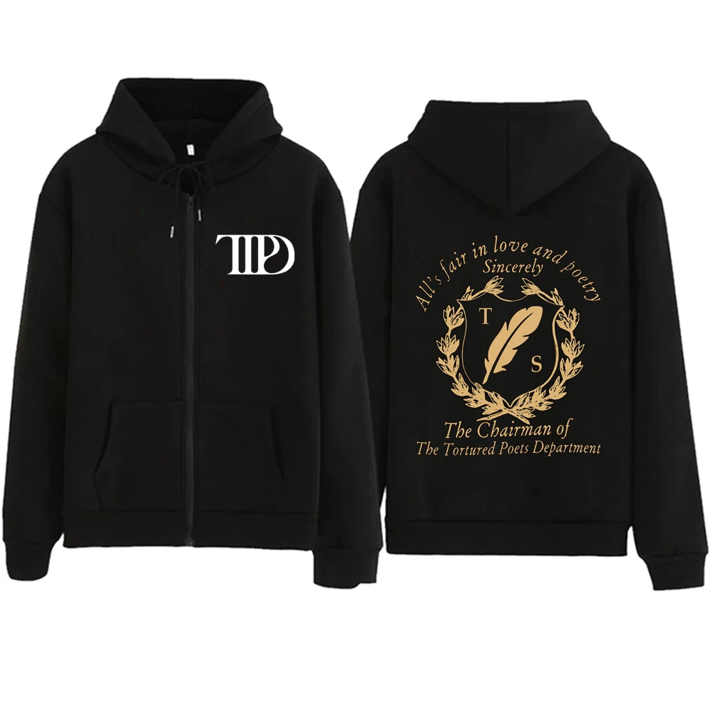 Autumn and Winter New Hip-hop Sweater Tortured Poets Department Zipper Hoodie Harajuku Pullover Tops Sweatshirt Streetwear Fans