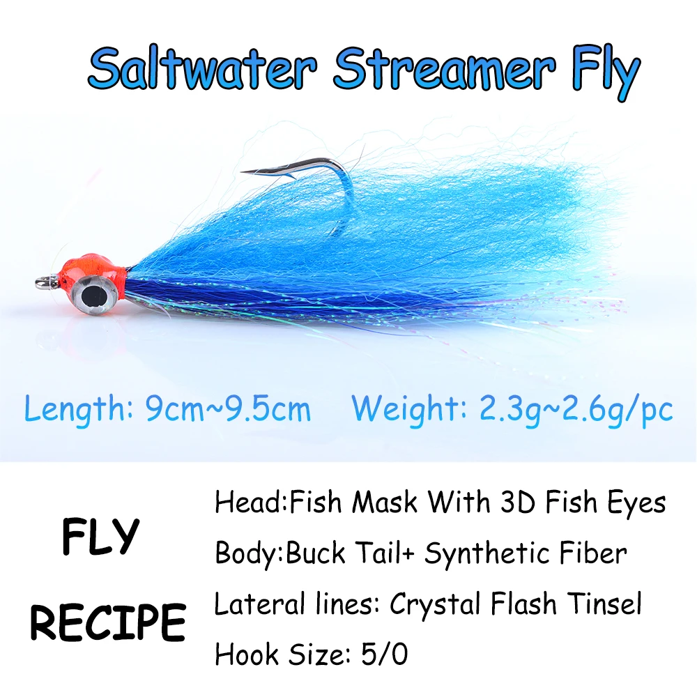 ICERIO 5/0# Suspending Streamers Fly UV Rose Blue White Orange Baitfish Minnow Strong Hook Big Fly Fishing Lure Bait Trout Bass