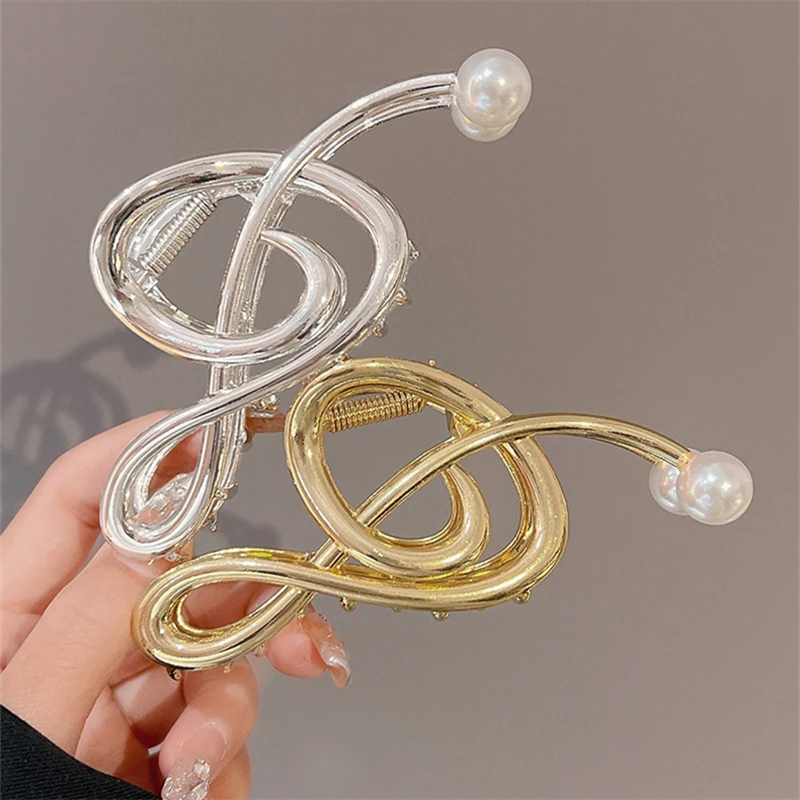 UILZ Music Note Design Hair Clip For Women With Metallic Temperament Hair Performance Clothing Jewelry Accessories