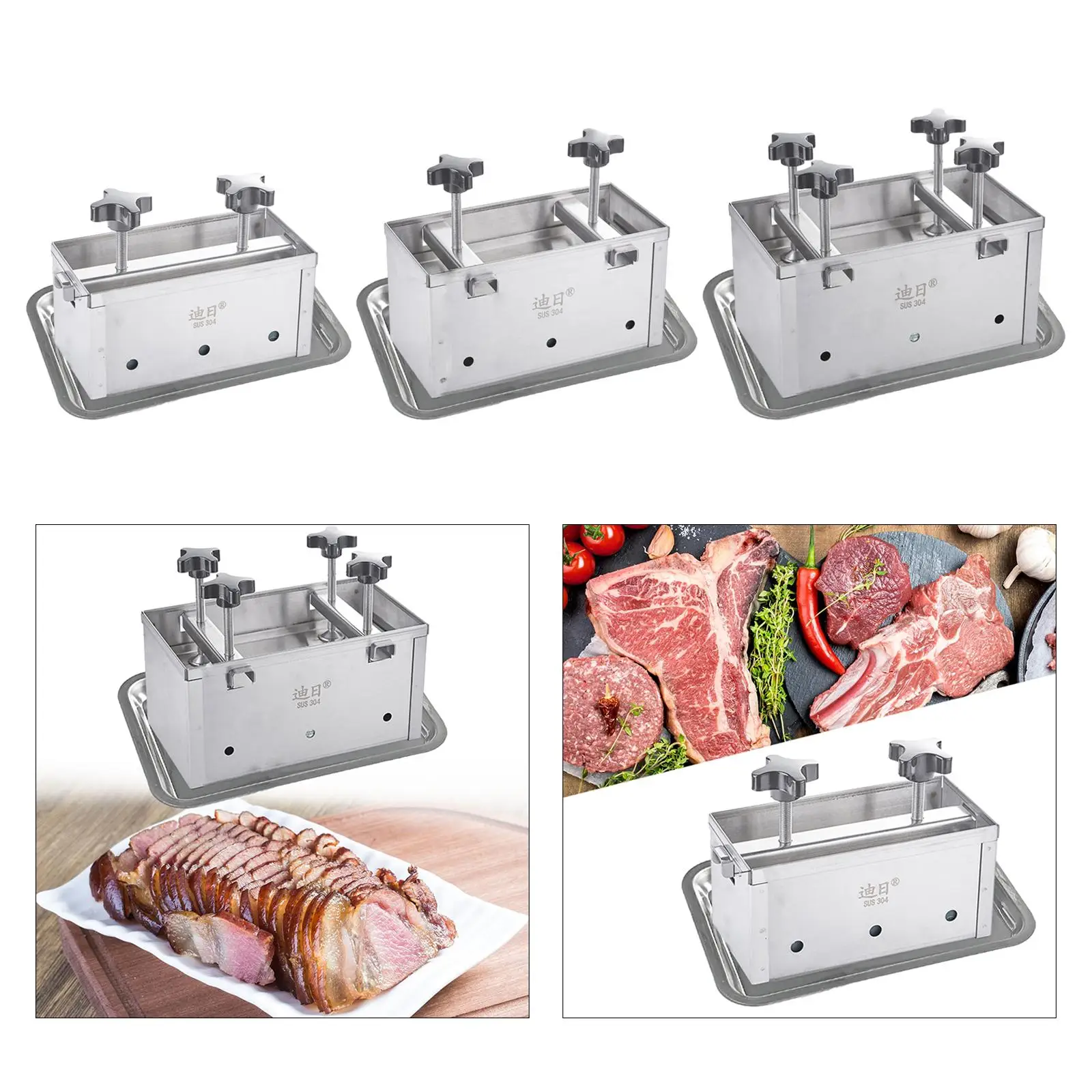 Stainless Steel Ham Meat Pressing Mold Box for Kitchen Tool Hamburger Making