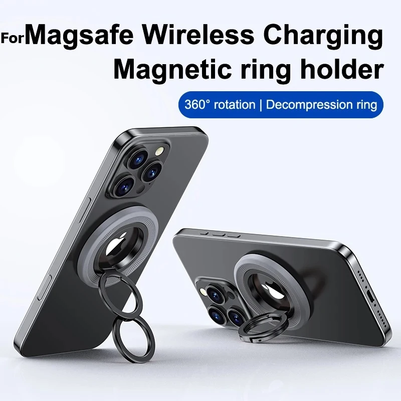 

Double Sided For MagSafe Phone With Ring Buckle 360 Rotation Damping Holder For iPhone Samsung Selfie Desktop Stand