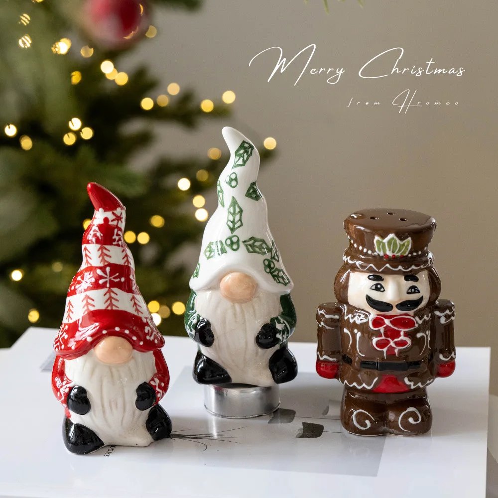 

Creative Christmas Decoration Desktop Decoration Home Living Room Decoration Ceramic Old Man Soldier Seasoning Jar Holiday Gift