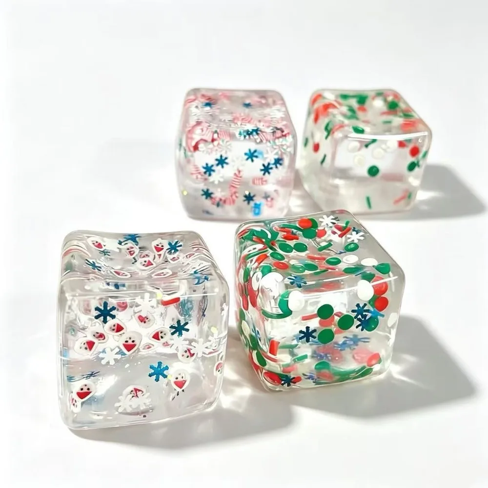 Slow Rebound Christmas Maltose Stress Relief Ice Cubes Transparent with Sequins Ice Blocks Fidget Squeeze Square Flexible