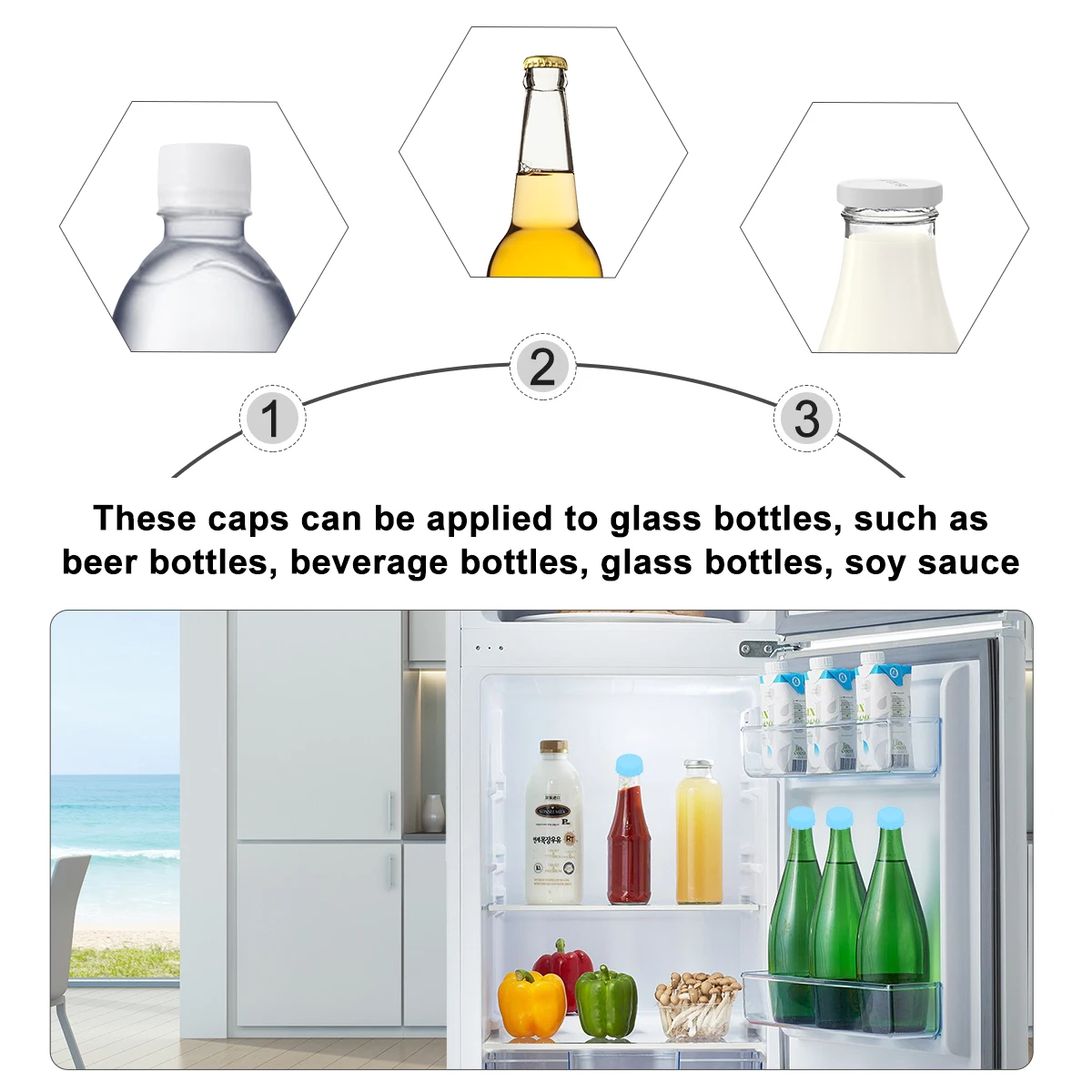 

6pcs Beer Bottle Cap Food Grade Silicone Practical Sealing Design Odourless Easy Clean Good Flexibility Long Lasting