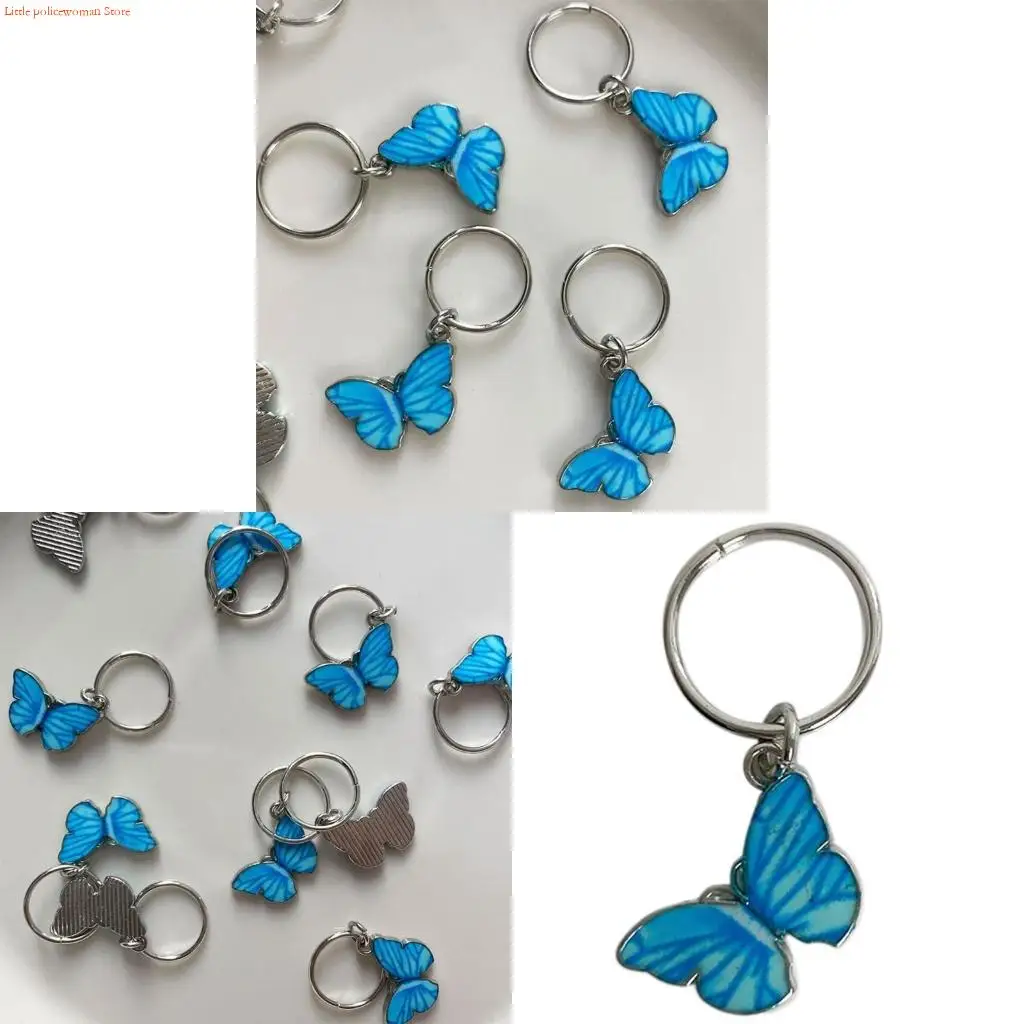 

F92D Fashion Hair Ring Braiding Jewelry Accessories Butterfly Ring Clip Hair Pendant