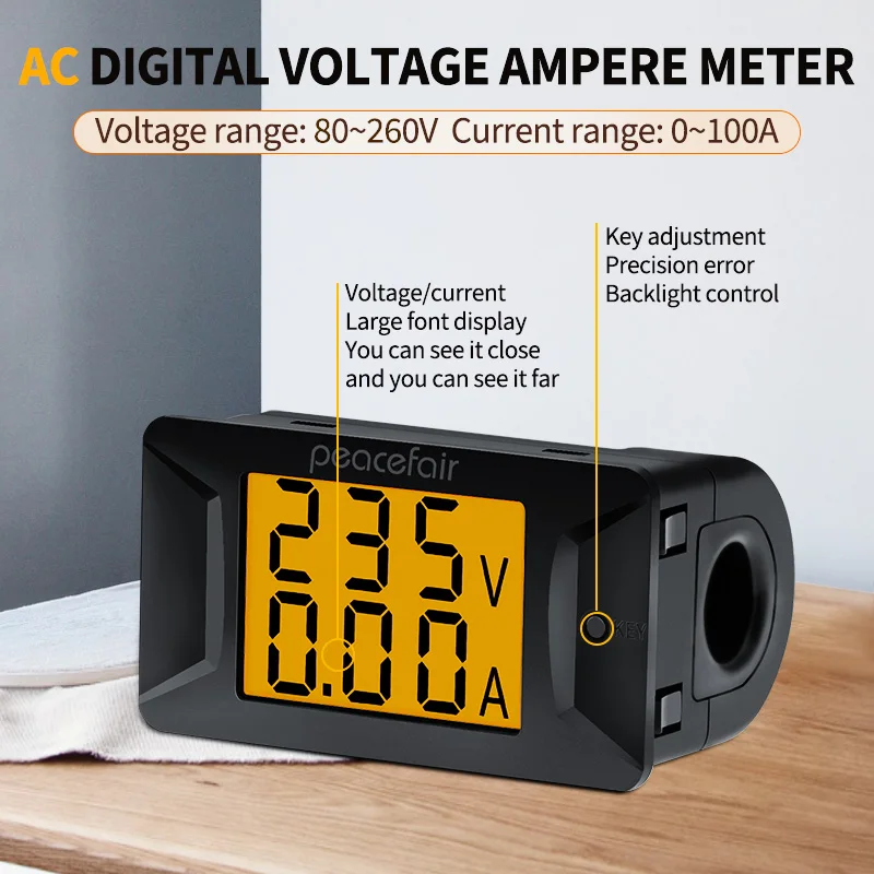 

Peacefair PZEM-026 AC Single Phase 260V 100A Voltmeter Ammeter Digital Voltage Indicator Electric Tester Multimeter