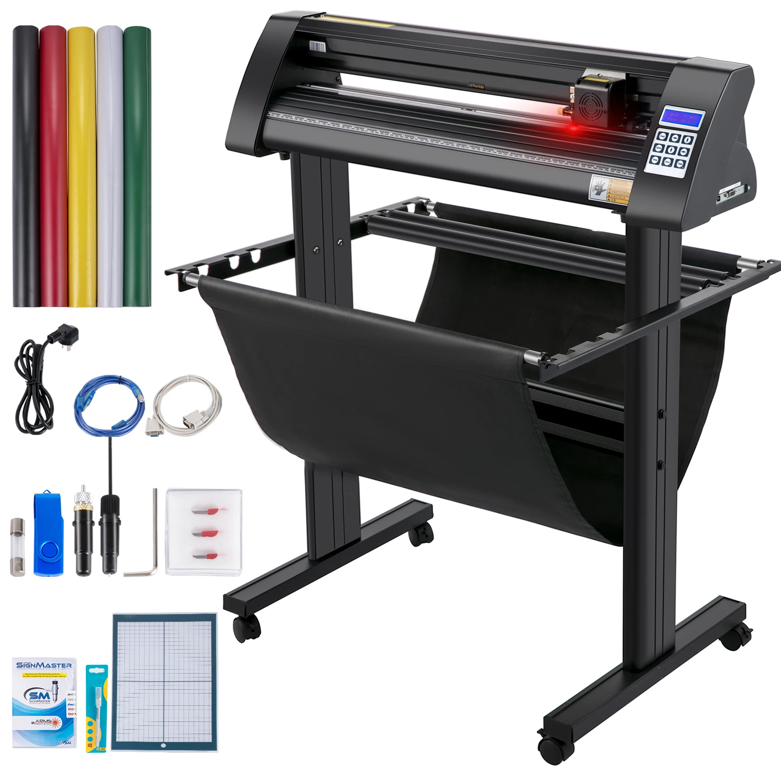 SucceBuy-plotter cortador de vinilo semiautomático, soporte de suelo para impresora de corte, pantalla LCD de 3 hojas, Software SIGNMASTER, 28/34/53 pulgadas