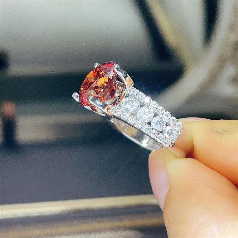 3CT 5CT Red Purple White D Color Moissanite Rings s925 Silver Gemstone Moissanita Beauty Wedding Ring Pass Diamond Tester GRA view 5