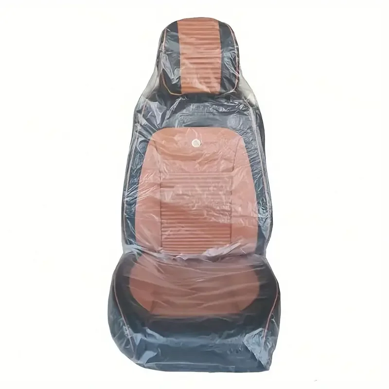 10pcs/Pack Universal Car Seat Protection Cover Disposable Dust-Proof Film Transparent Plastic Waterproof Cover - Detail 1