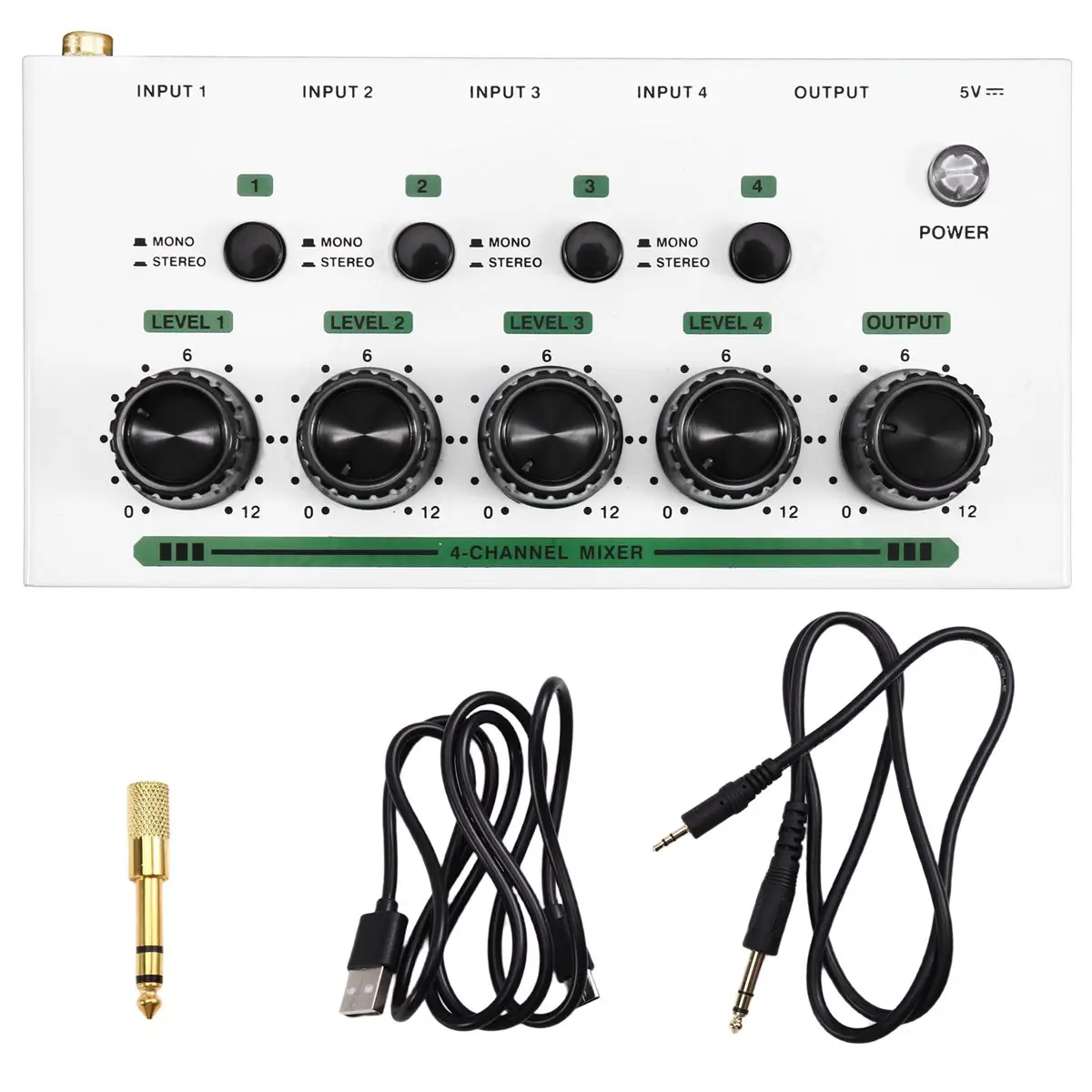 A61P Audio Mixer Mini Stereo Mixer Ultralow Noise 4 Channels Mixers Mixing Console for Electric Guitar Drum Piano