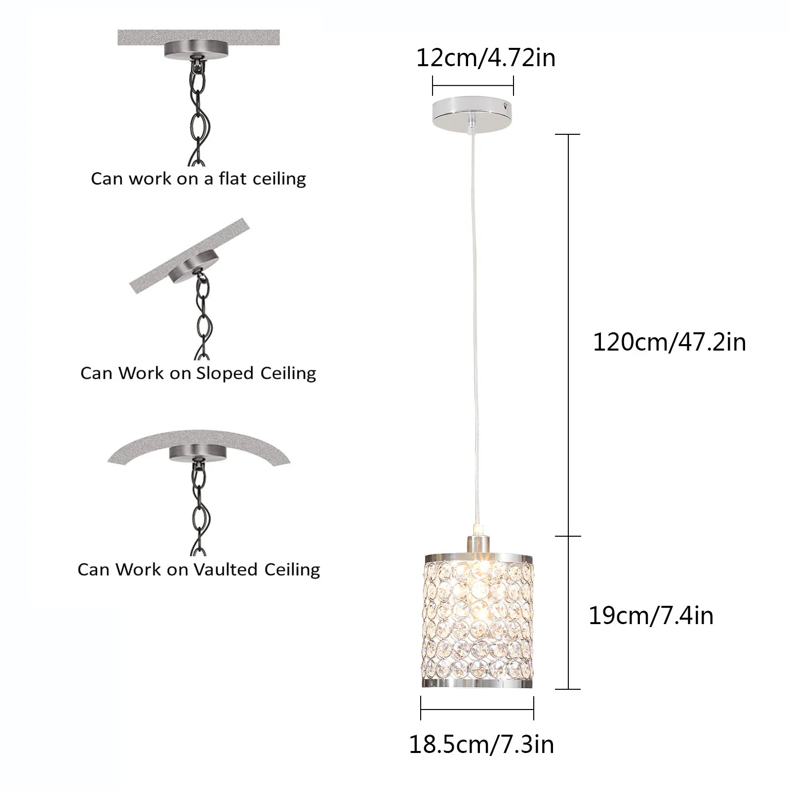 Crystal Chandeliers – Chrome-Plated Ceiling Fixture with Shimmering Crystal Lampshade for Home and Office Use