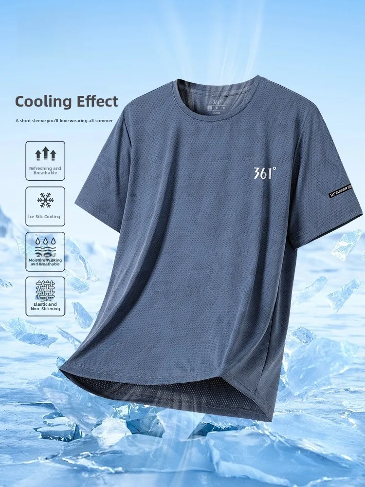 

Футболка мужская 361 Degree Ice Silk, быстросохнущая, спортивная, с коротким рукавом, новинка лета 2026, дышащая, для мужчин среднего и старшего возраста, для пап
