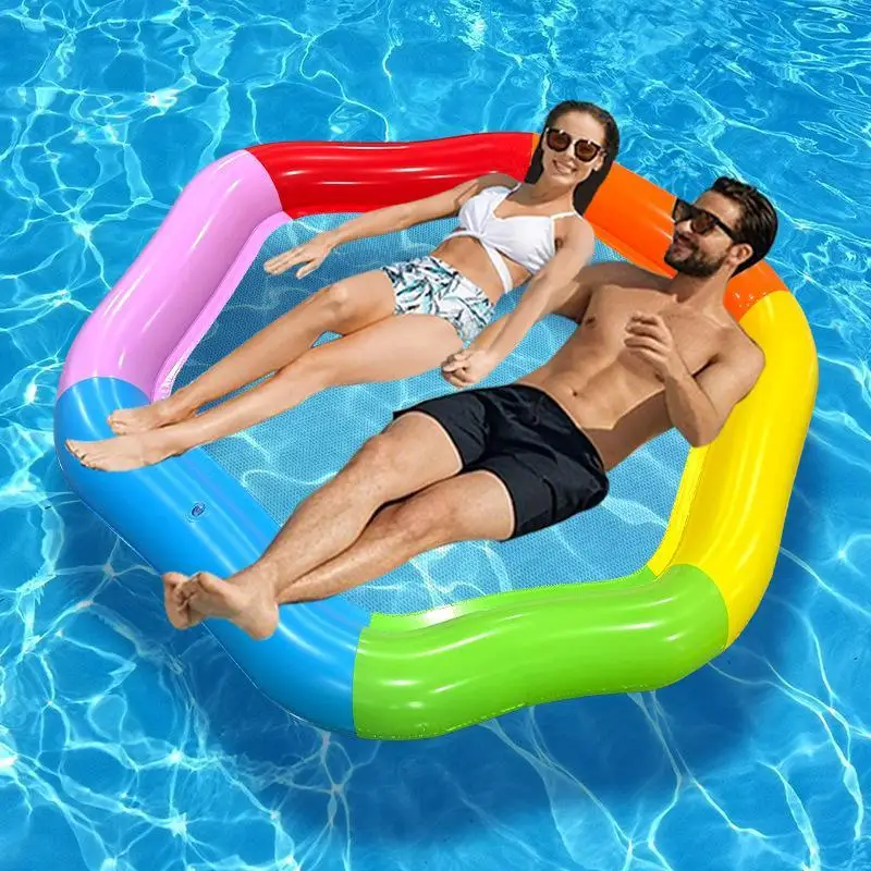 Hexagonal Inflatable Float Chair Portable Colored Waterproof Water Seat for Summer Beach Pool Outdoor Vacation