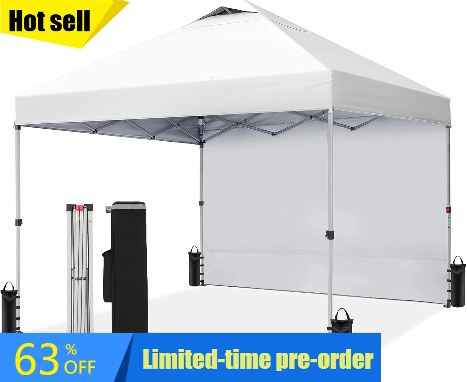 

Горячая распродажа: Пляжный шатер-тент 3х3 м с одной боковой стенкой, быстросборный (установка одним движением), уличный навес от солнца для мероприятий, вечеринок, белый