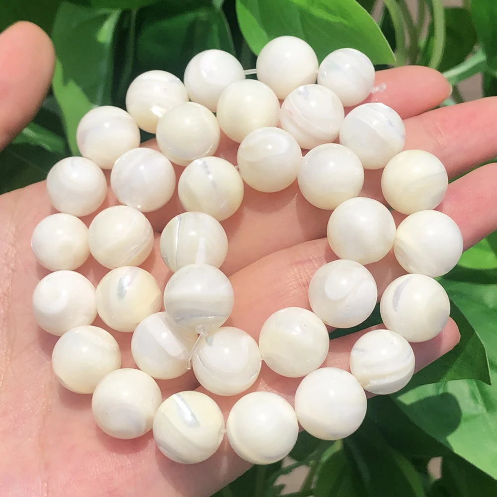 AA+ White Mother Of Pearl Mop Beads Natural Round Loose Beads For Jewelry Making DIY Bracelet Necklace 15\'\' Pick 4/6/8/10/12mm