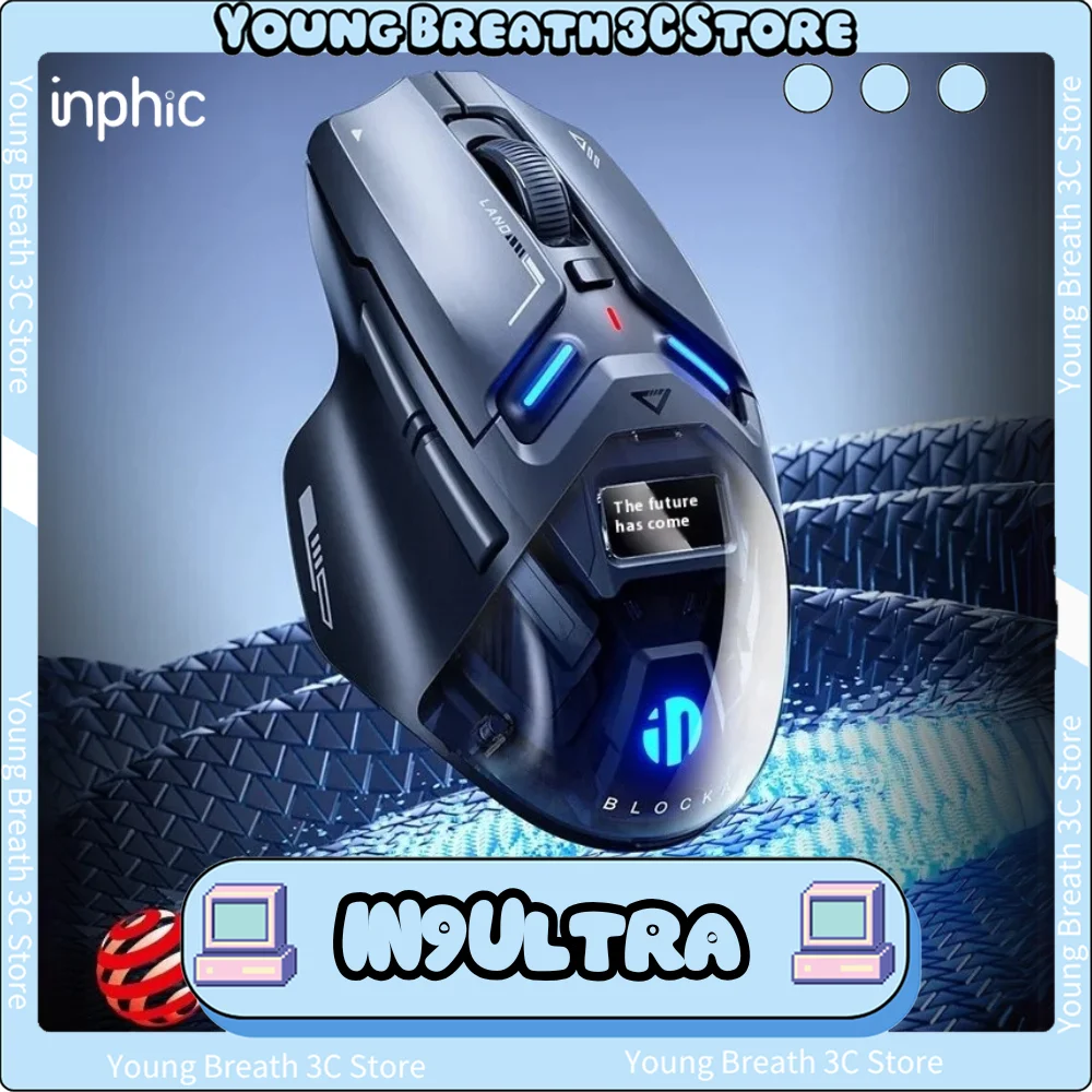 INPHIC IN9 Ultra Mouse Paw3950 Трехрежимная беспроводная мышь 8000 Гц Игровые мыши с низкой задержкой и функцией встряхивания Аксессуары для ПК для геймеров