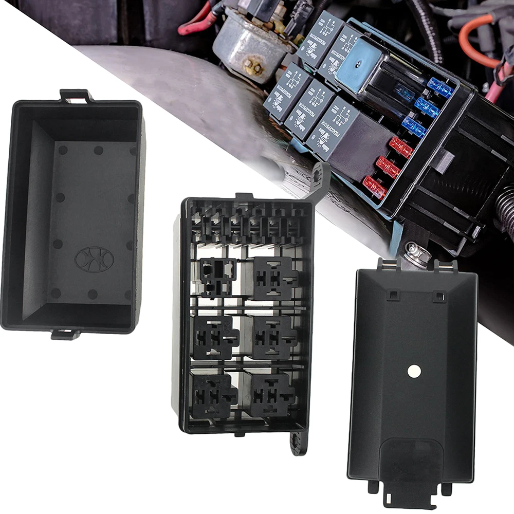 12-Slot Relay Box 6 Relays 6 ATC/ATO Standard Fuses Holder Block with 41pcs Metallic Pins Universal for Automotive and Marine Us
