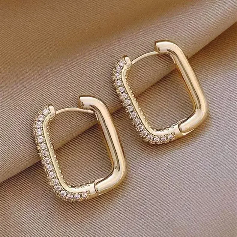 XINYI Square Circle Hoop Earrings For Women Luxury Stainless Steel Earrings rending Wedding Jewelry aretes mujer