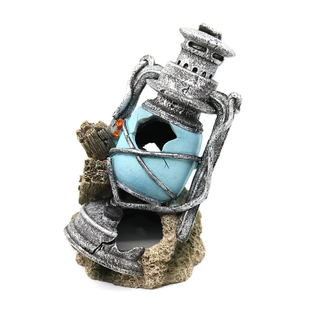 

Lifelike Lamp Aquarium Ornament Resin Fish Shelter Hollow Habitat Cave Natural Fish Tank Landscape Accessories