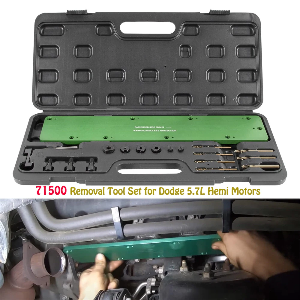 

71500 Exhaust Manifold Bolt Stud Drill Template Removal Tool Kit for Dodge 5.7L Hemi Motors Car Repair Tool Set With Suitcase