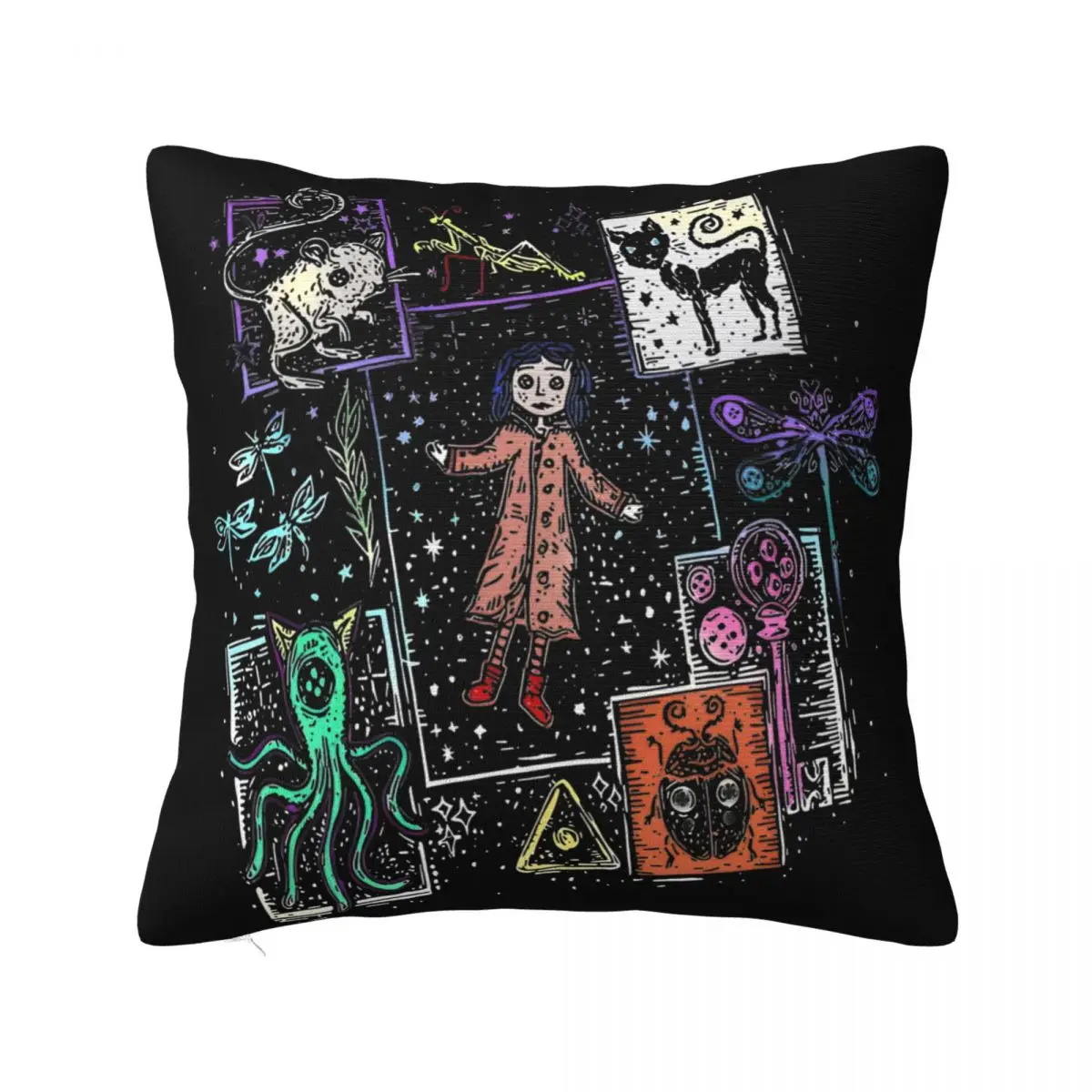 Coraline Cartoon Vintage Pillowcase Accessories Soft Polyester Cushion Cover Decorations Throw Pillow Case Cover Seater