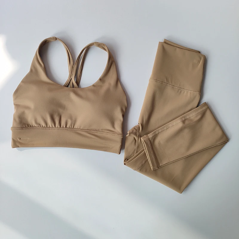 Yoga-Anzug für Frauen Hochwertig Sexy Modisch Schlankmachend Hüftstraffend Sport-Fitness-BHs und Leggings Tanktop Atmungsaktives Set – Detail 4