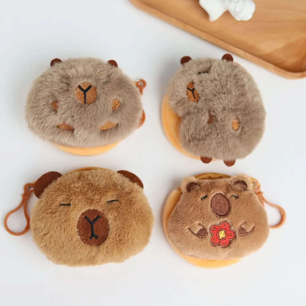 New Creative Capybara Anime Plush Coin Purse Kawaii Cartoon Bags Pendant Fashion Round Lovely Headphone Bag