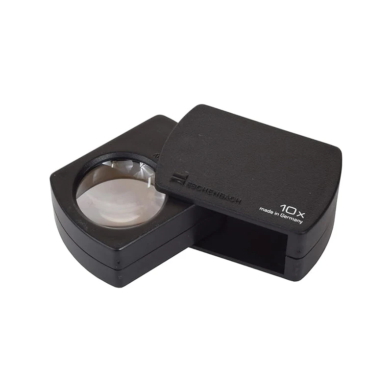 Eschenbach Mini 10X Pocket Folding Jewelry Loupe, 23mm PXM Aplanatic Optics, Magnifier with Airtight ABS Protective Case