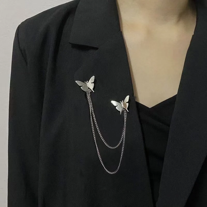 Vintage Silver Color Butterfly Brooches for Women Fashion Insect Brooch Pins Coat Accessories Animal Jewelry Gifts BR001