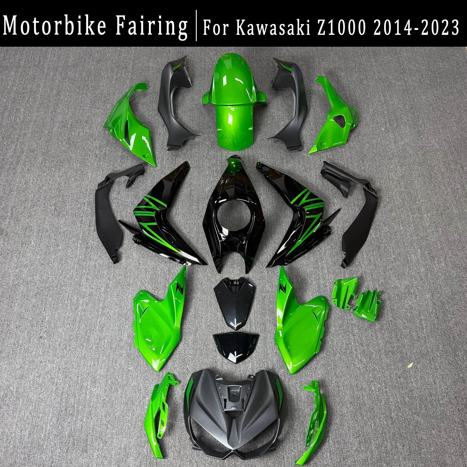 

For Kawasaki Z1000 models 2014, 2015, 2016, 2017, 2018, 2019, 2020-2023, ABS injection molded Z1000 Fairing Shell Kit
