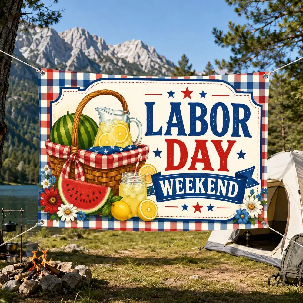 Labor Day Flags Aesthetic Wall Tapestry Printed Wall Hanging Living Room Party Outdoor Decor