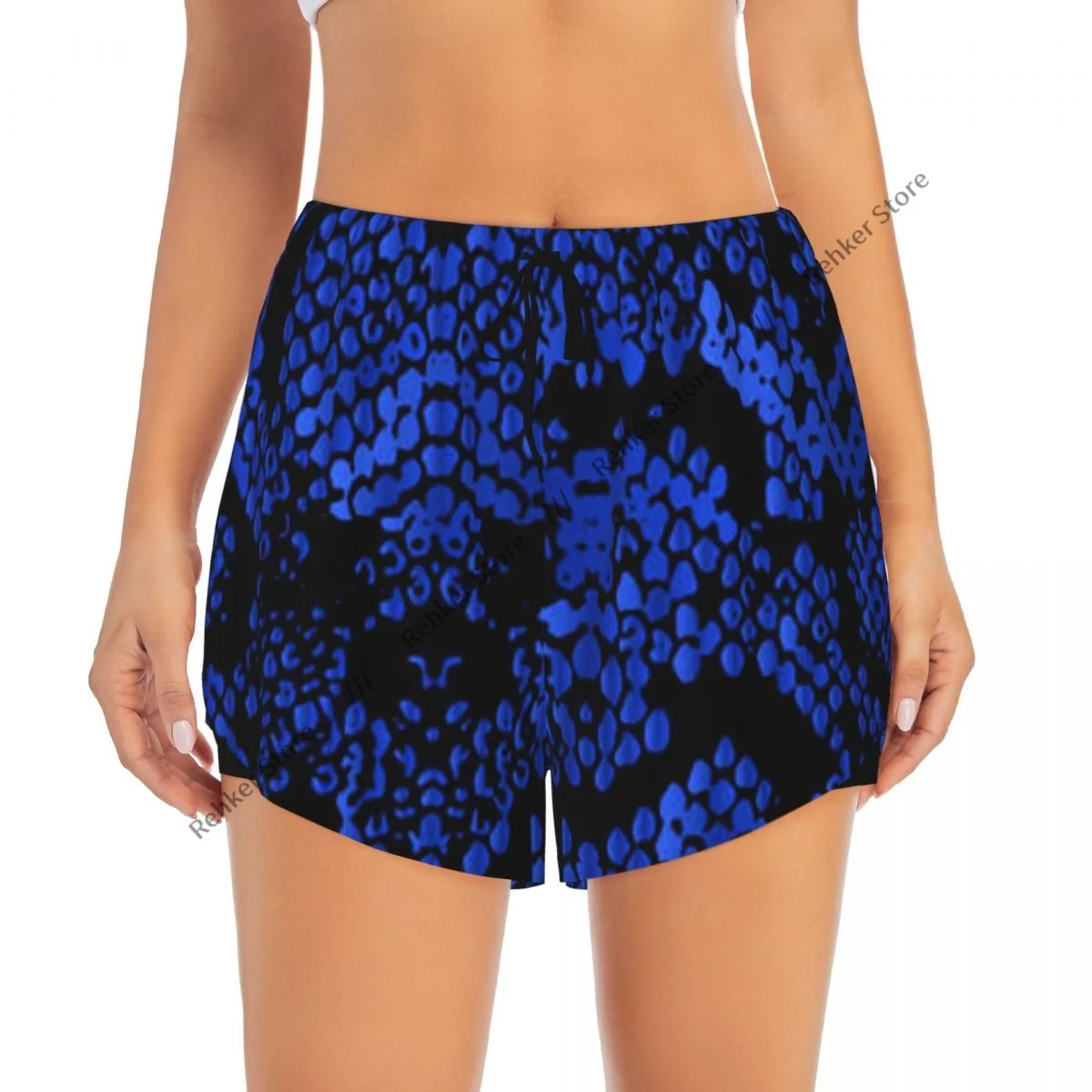 Workout-Shorts für Damen, Fitness, schnell trocknend, doppellagige Shorts, Schlangenstruktur, sportliches Yoga, kurze Hosen, Gym-Leggings