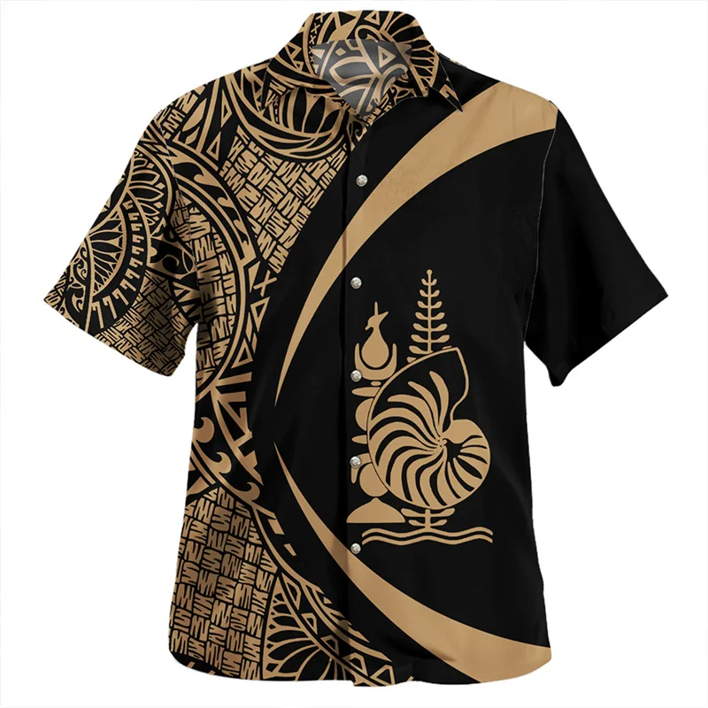 Summer Harajuku New 3D New Caledonia Flag Printing Shirts Nouvelle-Calédonie Emblem Graphic Short Shirts Men Fashion Clothes Top