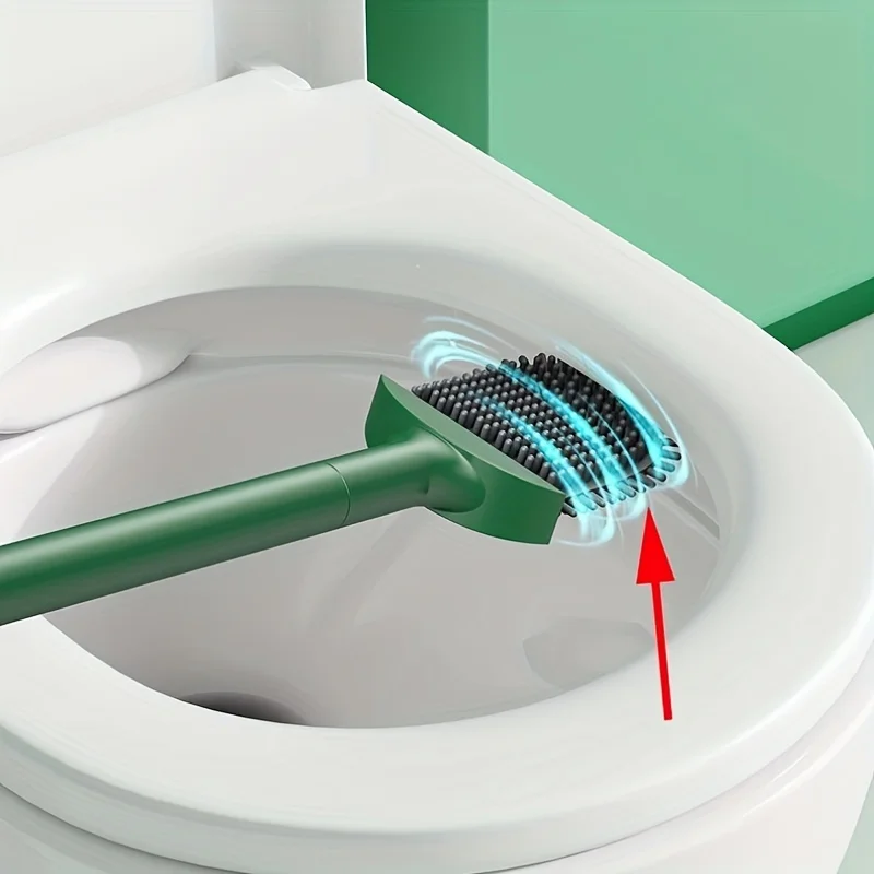 1pcToilet brush with no dead corners, household non perforated toilet brush, wall mounted toilet brush, cleaning silicone set