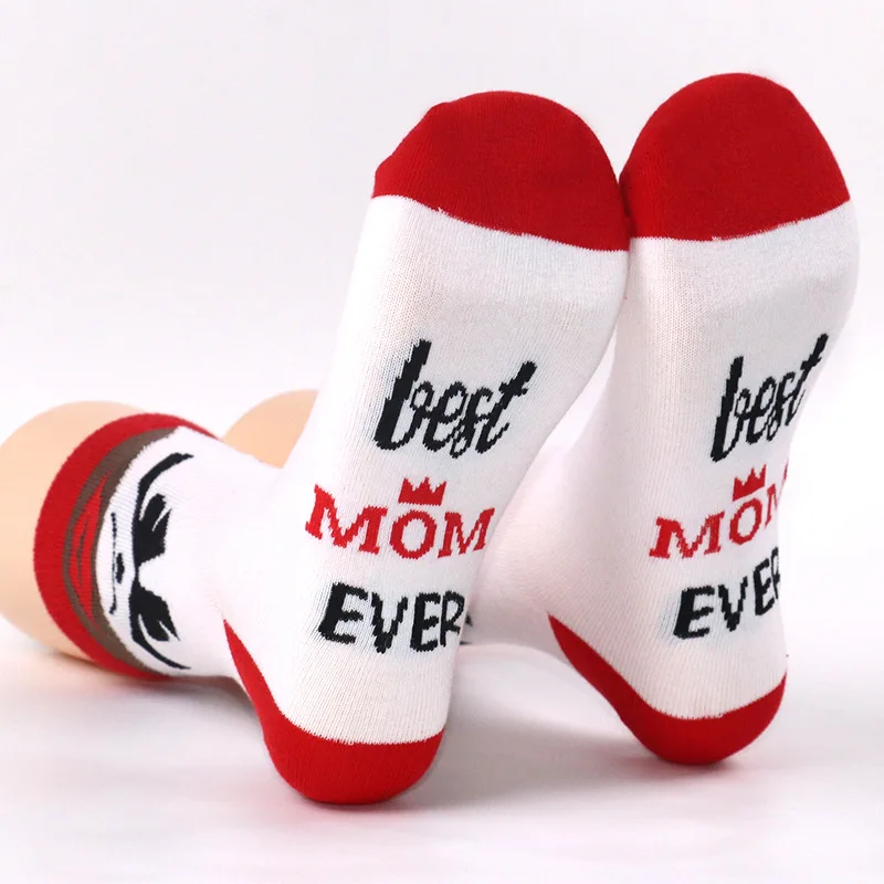 Cross-Border Popular Mid-Calf Cotton Socks Mother's Day Series Gift Soles Letter Jacquard Casual Sports Socks