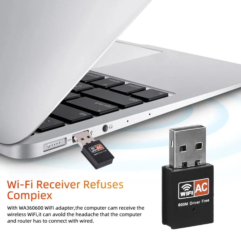 Dual Band USB WIFI Adapter 2.4GHz 5GHz Wireless Network Card for Laptop 600Mbps Mini Computer Receiver PC Accessories