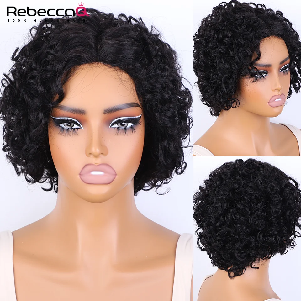 

4x1 Lace Curly Wig Easy Wear Short Deep Wave Bob Human Hair Wig For Women Natural Black Color Human Hair Cheap Wig