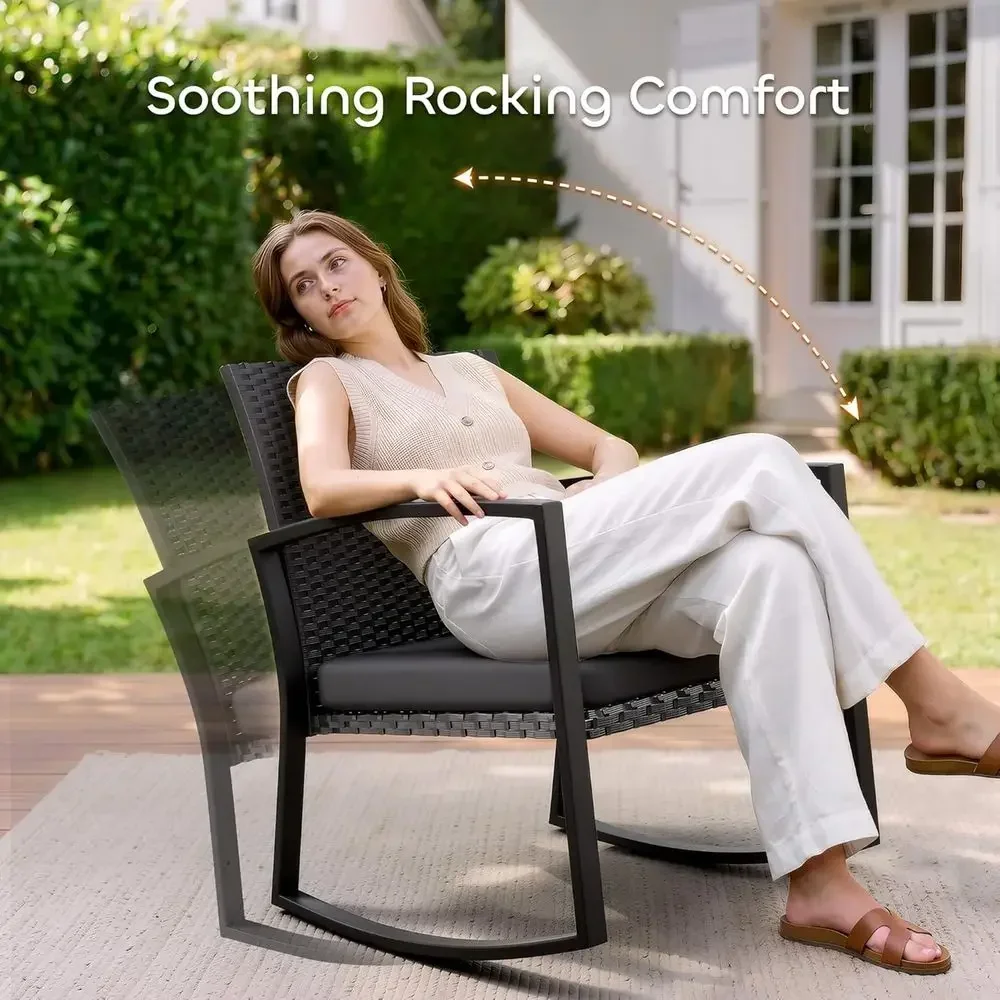 Enhanced Steel 3-Piece Patio Furniture Set with Tempered Glass Table and Weather-Resistant Wicker Chairs in Medium Gray
