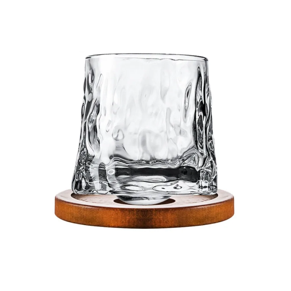 

Drinkware With Base Spinning Whiskey Glass Rotating Clear Brandy Glass Thickened Wine Cup Kitchen