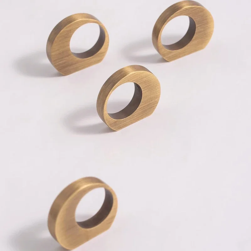 Brass Ring Circular Cabinet Wardrobe Furniture Handle Double Hole Sturdy Suitable For Women And Children