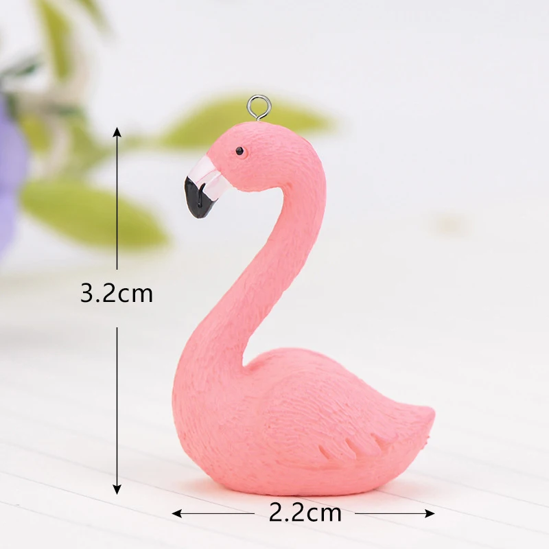 Dijes de resina de animales de flamenco rosa, colgante 3d de Pvc para pendientes, llavero, fabricación de joyas DIY, 10 piezas