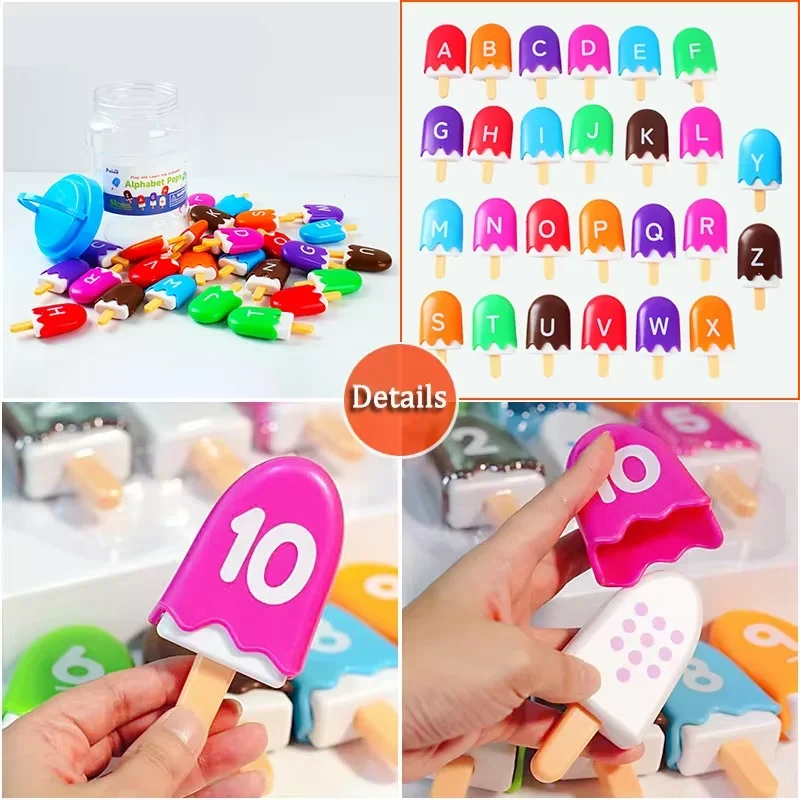 Kid Ice Cream Number Matching Game Montessori Parish Toy Digit Counting Color Cognitive Letter Learn Sensory Educatioal Toy Gift