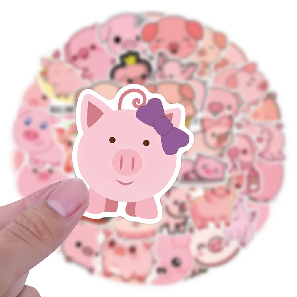 

10/55PCS Pink Pig Stickers Kawaii Pig Graffiti Meme Cartoon Animal Sticker Fridge Luggage Laptop Guitar Car Bike Skateboard Toy