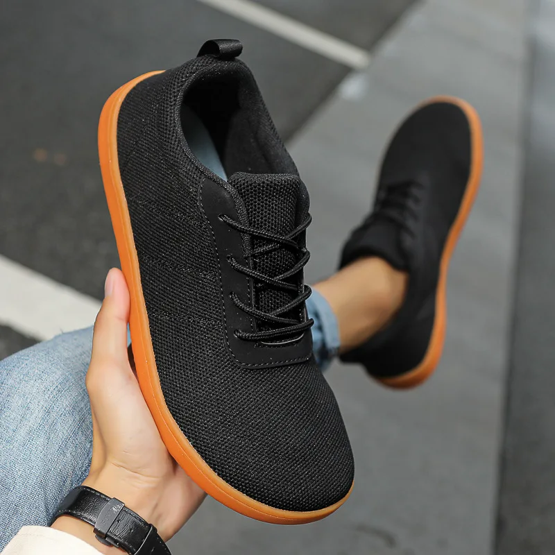 New men's wide last shoes comfortable women's walking shoes wide-toed shoes breathable soft-soled couple flying sneakers.