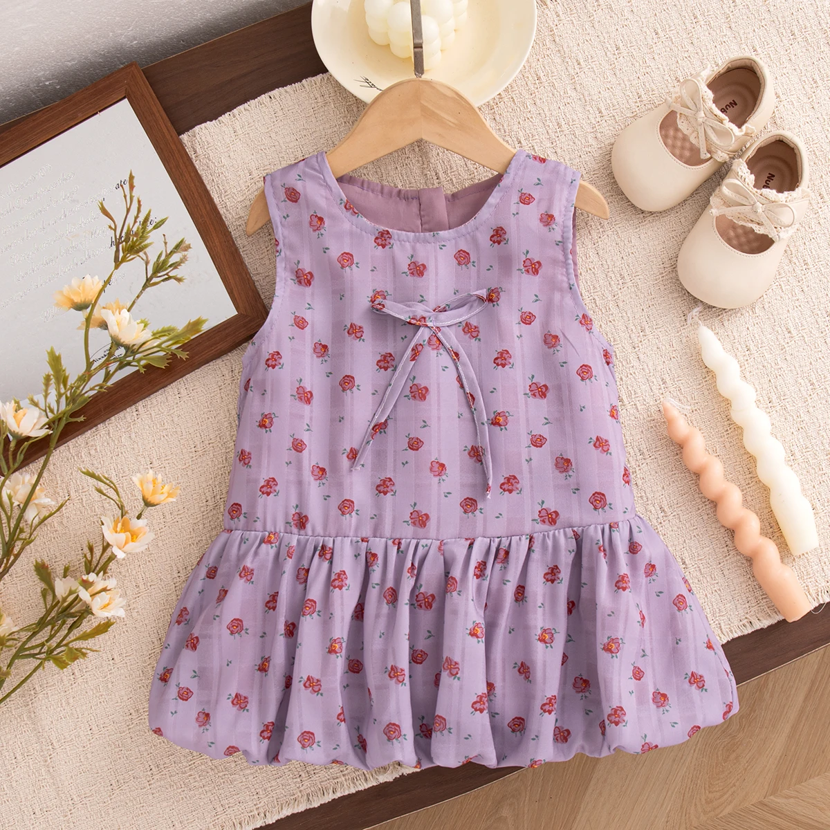

Baby Girl Dress Summer Cotton Full Print Bow Sleeveless Girls Dresses Cute Casual Beach Baby Girl Clothing