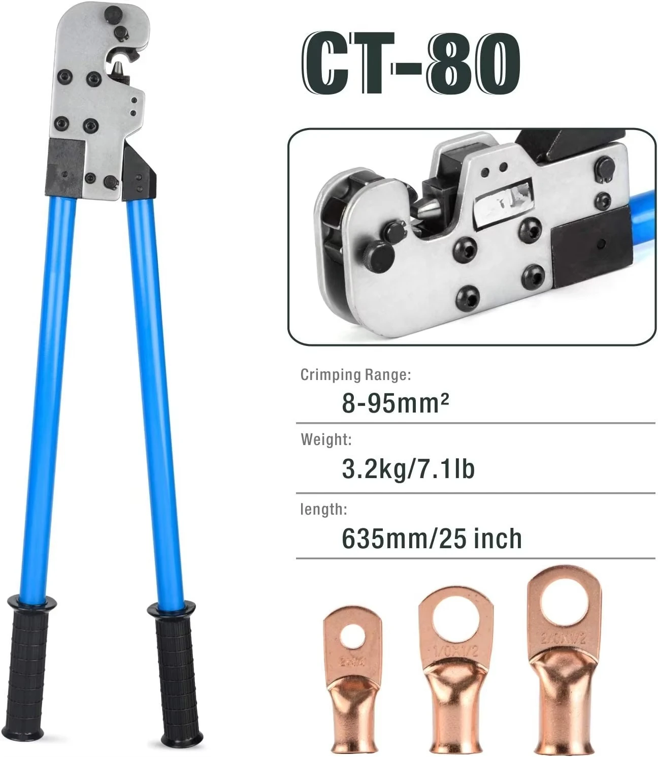 CT-80 유압 공구 8-80mm² 배터리 케이블 러그 멀티툴 8-80mm² 수공구 육각 러그 공구 튜브 터미널 크림퍼 플라이어 냉간