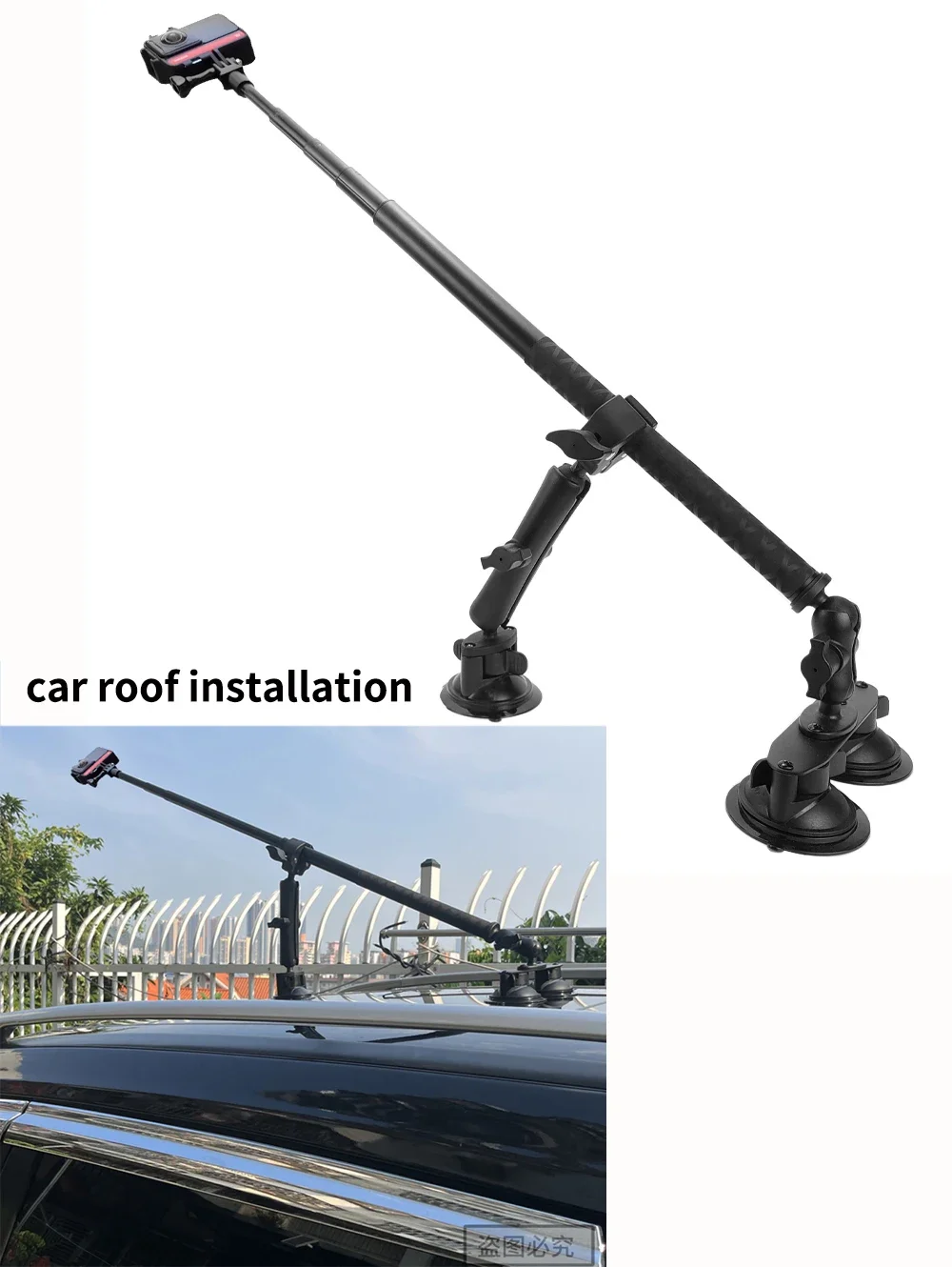 FF-H86   Dual Flat Car Suction Cup Holder with Suitable Invisible Selfie Stick for Insta360 One R X2 X3 Rs GoPro Max Accessory