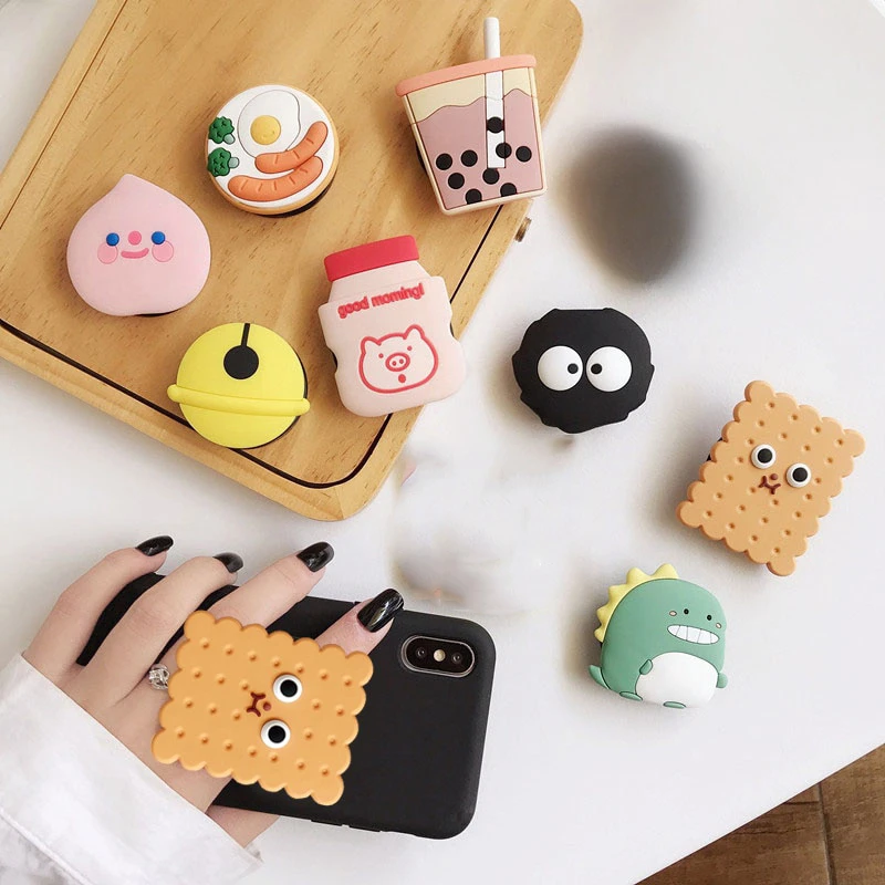 Cute Cartoon Socket Pocket Finger Grip Ring Phone Holder for IPhone Samsung Anime Mobile Phone Griptok Expanding Stand Bracket